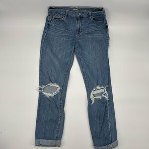 Old Navy Boyfriend Mid Rise Distressed Ripped Jeans‎ Women 6 Tall